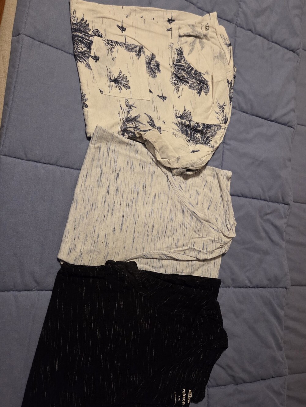 Old Navy Three-Pack Short Sleeve Tees - Cream Print, Heathered White, Black